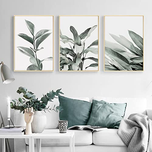 BDHcdfAJGf Eukalyptus Poster und Kunstdrucke Blätter Agave Palme minimalistische Wand Bilder Leinwand Bild Wandbilder für Wohnzimmer Küche Dekor 50 x 70 cm x 3 ungerahmt