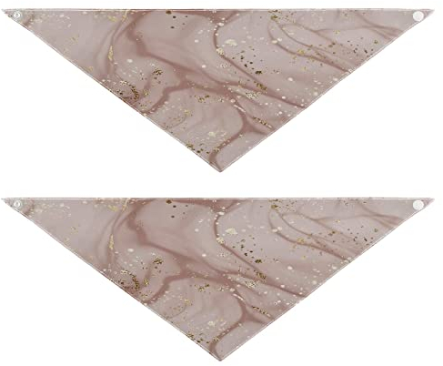 2 Stück Hundehalstücher Haustier Bandana Schal Druckknopf Dreieck Lätzchen Halstuch Set Haustier Urlaub Zubehör Dekor für kleine bis große Welpen Hunde Katzen Mittlere Flüssigkeit Marmor Rosa Gold