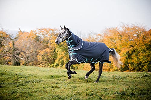 Horseware Amigo Bravo 12 Plus medium mit Halsteil Navy/Aqua Gr. wählbar (140)