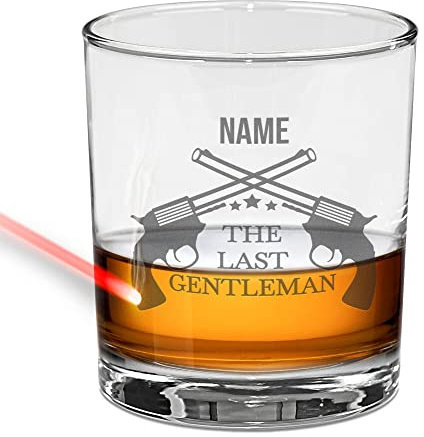 Whiskyglas mit Gravur selbst gestalten - The Last Gentleman - mit Name personalisieren - Whisky Glas graviert Tumbler, Geschenk für Männer zum Geburtstag, Weihnachten | 315 ml, Gravur