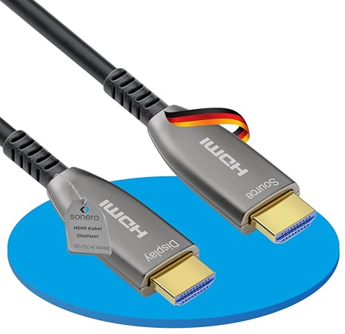Sonero® Cable 8K-HDMI 2.1, Cable híbrido de Fibra óptica, resolución hasta 8K 60 Hz (7680 x 4320) / 4K 120Hz (3840 × 2160), Soporte HDCP 2.2, Antracita, 40 Metros