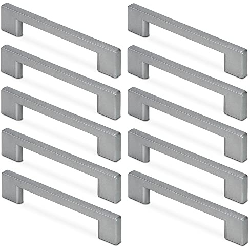 Mavö Schubladengriffe Möbelgriffe Grau 10er Set, 128 mm, Piko | Küchengriffe aus ABS-Kunststoff für Schränke, Schubladen und Möbel – modern & robust für Küche und Wohnbereich