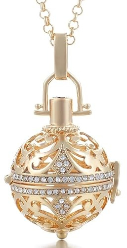 L'Atelier d'Eva Collier pendentif Bijou Grossesse Bola Carillon Chaîne 110 cm ajustable (Bola doré)