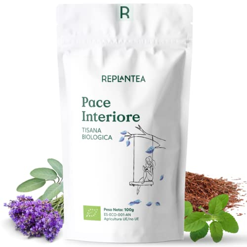 TISANA RILASSANTE Pace Interiore 100% Bio 100g (50 Tazze) | Tisana Relax con Salvia, Melissa, Lavanda e Tulsi REPLANTEA®