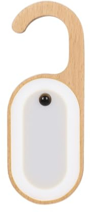 Leapair Hotel Door Sign Night Light with Motion Sensor, Reusable Message Board Doorknob Lamp, Wooden Finish LED Light for Bedroom Bathroom, Rechargeable Hook Design, 1-Pack
