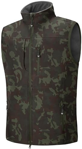 33,000ft Men's Lightweight Softshell Vest Outerwear Zip Up Fleece Lined Windproof Sleeveless Jacket for Golf Running Hiking