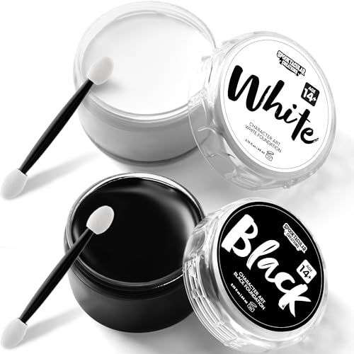 Spooktacular Creations Halloween 118 ml schwarz und weiß Öl Gesicht Körper Farbe Set mit Pinsel, Halloween Party Cosplay Clown SFX Make-up für Erwachsene und Kinder