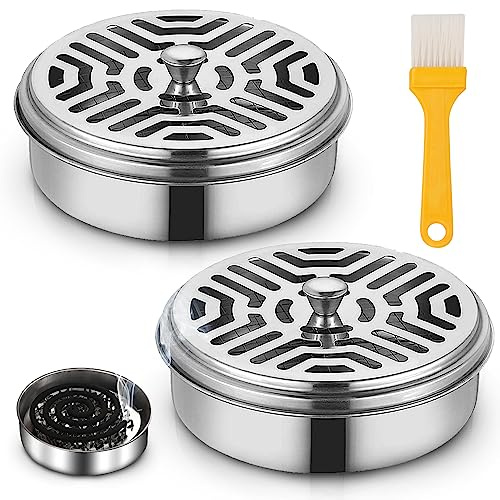 Mückenspirale Halter Box, 2 Stück Mückenspulenhalter mit Deckel, Edelstahl Halter für Moskitospulen, Anti Mückenspirale Box für Haus Garten Camping Angeln Reise Outdoor