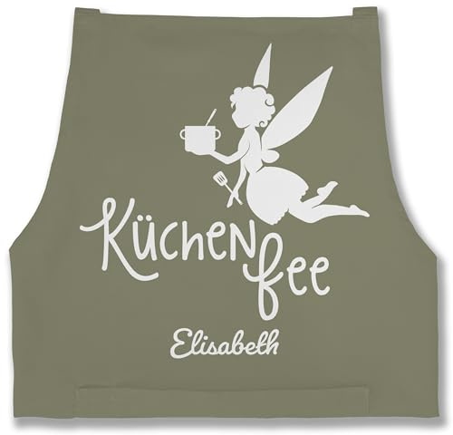 Geschenk mit Namen personalisiert by Shirtracer - Schürze - Damen Frauen - Küchenfee mit Name I Kochschürze Küchenfee