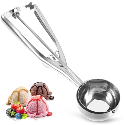 WUISOLQP Eisportionierer Edelstahl, Eisportionierer Eislöffel mit Auslöser Eislöffel Edelstahl Poliert für Eiscreme Melone Fleischbällchen Kuchen Teig Plätzchen Eislöffel Portionierer 6cm Durchmesser