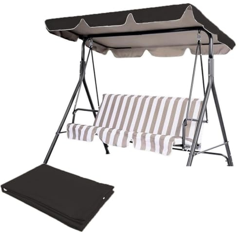 XHHBS Swing Chair Canopy Replacement, 2 Seater Porch Swing Canopy Garden Swing Seat Canopy Cover Waterproof Windproof Heavy Duty Rip Proof Garden Hammock Top Cover (Color : Grey, Size : 98x73x7)