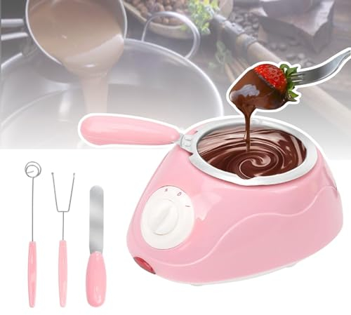 Electric Chocolate Melter for One Person, Adjustable 45-70°C, Non-Stick, Easy to Clean, Melts Butter, Cheese, Sugar and Wax Quickly,Pink