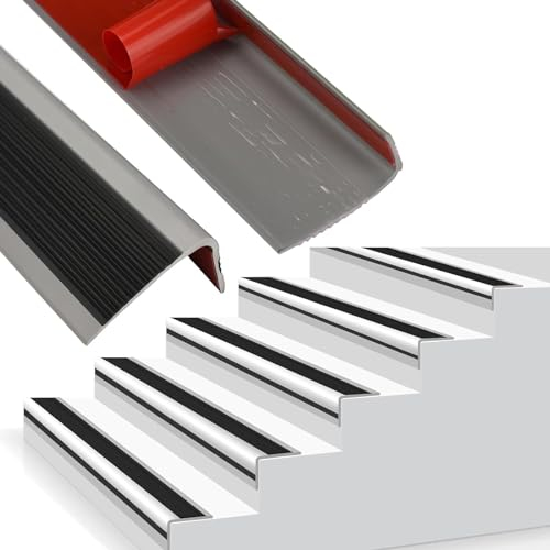 Rutschfeste dekorative Streifen aus Gummi für Treppen, 5 Stück – selbstklebendes Treppenkantenschutzband – zuschneidbare Treppenkanten für Holz-/Marmor-/Fliesenstufen(Black#1,L-10m/393in/32.8ft)