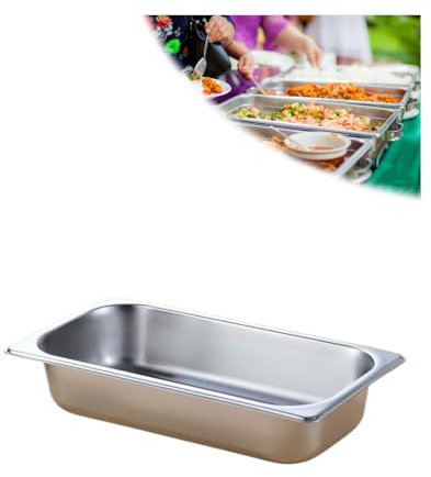 NJDQFA Edelstahl Warmhaltebehälter Panierschalen,Beilagenbehälter Für Gastro Et Küche,Gastro Behälter Zutatenbehälter,1/3（32.5 * 17.5cm）,6.5cm