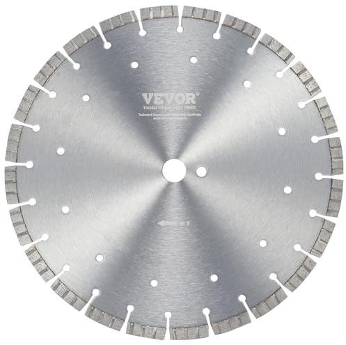 VEVOR Diamond Blade, 12inch/300mm Concrete Saw Blade Wet or Dry, 0.47inch/12mm Wavy Teeth Diamond Segment Blade, Universal 1 inch/25.4 mm Center Hole Diameter, for Concrete Cement Board Tile Brick