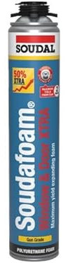 Soudal Soudafoam Gun Grade Window & Door Xtra Polyurethane Expanding Foam Gap Filler Champagne 750ml, Easy to use, One Component, Rapid Curing, Excellent Stability, High Filling Capacity