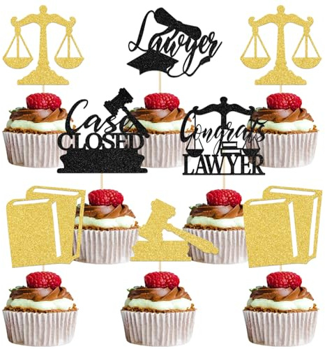 Qxcv 24Pcs Congrats Lawyer Cupcake Topper - Lawyer Graduation Party Decoration - Lawyer Class of 2026 Cake Decoration