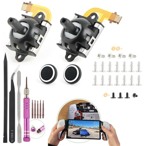 2 Stück Links/Rechts Hall Effect Joysticks für PlayStation 5 Portal 3D Analog Sensor Joystick für PS5 Portal Kontrolle Accessory mit 2 Stück Daumenkappe Thumbstick Reparatur Kit Ersatz mit Schrauben