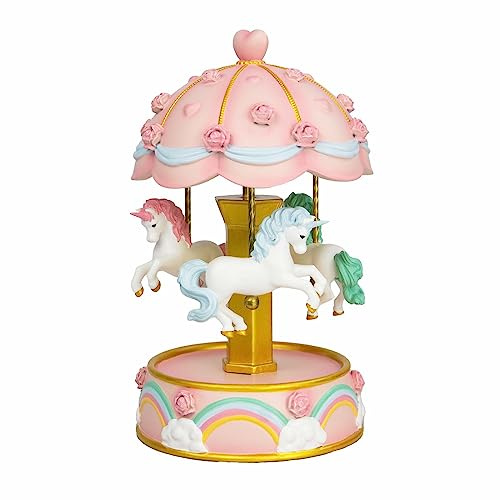 Karussell Spieluhr, Musikalisches Karussell Pferd Farbwechsel LED Lichter Einhorn Spieluhren für Mädchen Musikalisches Geschenk für Frauen Tochter Enkelin Geburtstagsgeschenke, Spielt Du bist mein Son