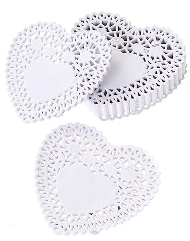 Zerodeko 250stücke Runde Papierdeckchen Weiß Tortenpapier Für Lebensmittel Dekorative Herzform Deckchen Tischdeko Für Kuchen Desserts Bastelarbeiten
