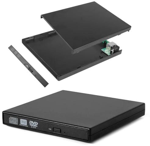 ATEK External CD DVD Case Enclosure Slim USB to SATA Combo ROM Caddy Cover Compatible with DVD-ROM CD-R CD-RW Supports USB 2.0 High Speed 480Mbps
