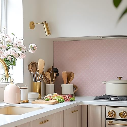 Alwayspon Rosa självhäftande vinylgolv och väggplattklistermärken, 25 st 20 cm/8 tum, skala av och fäst på kakel, överföringsvinylgolv, vattentätt, sprutskydd för kök och badrum