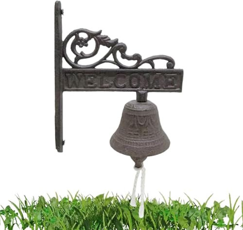 Türklingel aus Gusseisen – Vintage Wandglocke, rustikal, für Hauseingang, tragbar, antikes Design, dekorative Handglocke, große Glocke aus Gusseisen, zum Aufhängen im Freien