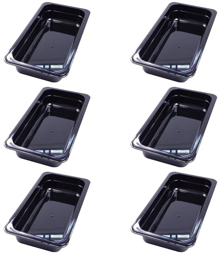 AcMax 6 Stück GN 1/3 Gastronormbehälter GN-Behälter, 2,4 Liter Tiefe 65mm Kunststoff schwarz