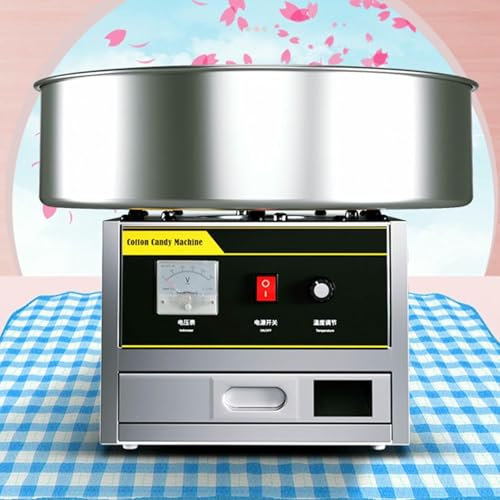 HOTAPEPU Macchina Commerciale per Cotone di Zucchero, Macchina A Filo da Dente con Vassoio in Acciaio Inossidabile, Cucchiaio di Zucchero E Cassetto, Perfetta per La Casa, Feste Familiari ~/