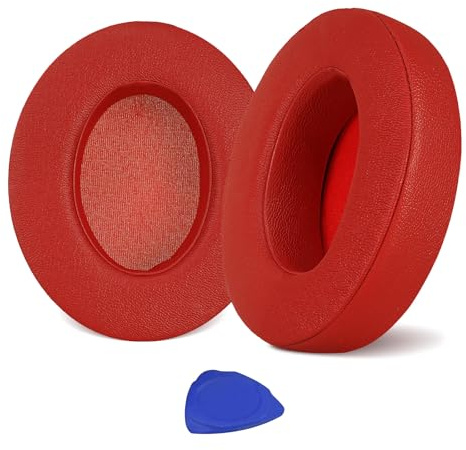 Aurivor Studio 3 Replacement Ear Pads for Beats Studio 3/2 Headphones, Cushions Earpads with Premium Protein Leather, Softer Memory Foam, Stronger Adhesive (Red)