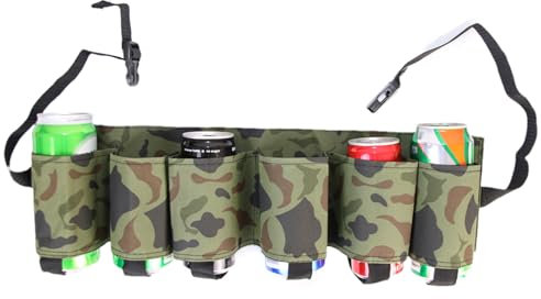 Cintura porta birra, in tessuto Oxford di poliestere, regolabile, per bottiglie di birra, con passanti sicuri, accessorio pratico per feste, barbecue ed eventi all'aperto
