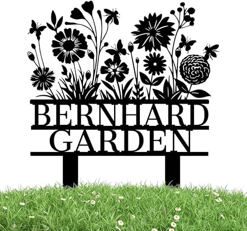 SJZUISL Panneau de Jardin personnalisé en métal, Panneau de Jardin personnalisé pour Cadeaux de Jardinage extérieur, Plaque de Rue personnalisée avec Piquet, numéros d'adresse de Maison pour pelouse