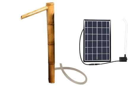 SYLUOQP Fontana da Esterno a Cascata da Giardino, Pompa di Decorazione Giapponese caratteristica di bambù, Decorazione della Fontana di bambù Solare,70cm