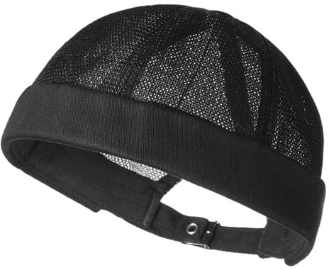 Kiiwah Docker Cap, Sommer Mütze Ohne Schirm Seemannsmütze Masche Kurz Mütze Atmungsaktiv Vintage Kopfbedeckung Herren Damen (Schwarz)