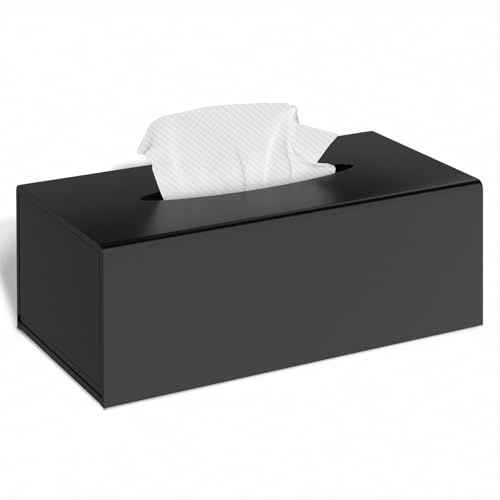 NPPLUS Acryl-Tissuebox-Abdeckung, schwarzer rechteckiger Tissuebox-Halter, staubdichter Würfel-Serviettenhalter für Schreibtisch, Zuhause und Restaurant