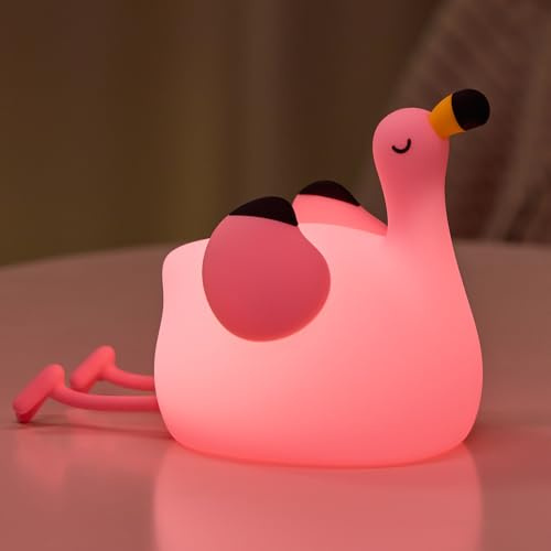 Flamingo Night Light for Kids, Dimmable LED Baby Night Light, Rechargeable Bedside Lamp, Portable Silicone Nursery Nightlight, Cute Pink Toys Baby Gifts for Girls Boys Bedroom Home Office Decor