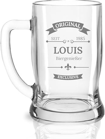 Bierkrug mit Gravur - Bierglas Geschenkidee für Herren - Personalisierte Geschenke für Sie & Ihn, Freunde Vatertag - Geburtstagsgeschenke Männer 500ml