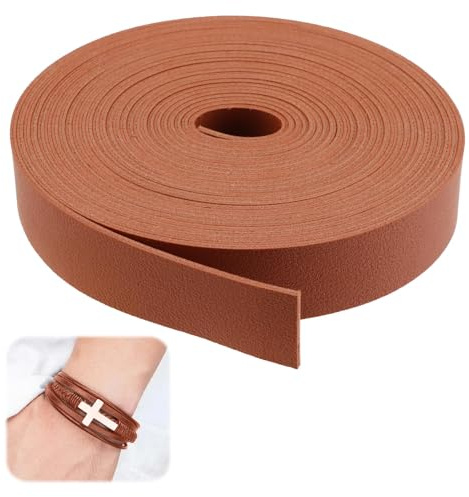 Flaches Lederband 5m Doppelseitig, Lederriemen 20mm Breit 1.4 mm Dick Meterware für Armbänder und Taschen, Lederstreifen für DIY-Projekte - Vielseitige Lederbänder und Lederschnürsenkel zum Basteln