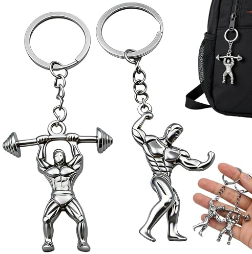 SoundZero 2 Pièces Porte-clés de fitness pour haltérophilie, Keychain physique pour amateurs de fitness, Porte-Clés Homme Fort Créatif, Haltérophilie Keychain (Argent)