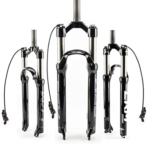 FKXSXAZ Fourche de Suspension VTT 1-1/8, 29 Pouces, Alliage d'aluminium, Blocage à Pression d'huile, débattement de 110 mm, Amortisseur 100 x 9 mm, Accessoires Inclus