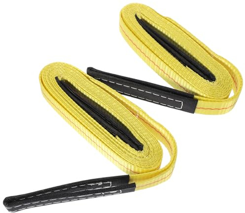 SAFIGLE 2pezzi Cinghie di Sollevamento in Poliestere Giallo Design Piatto Connessione Rapida e Resistenza Affidabile per Spostamento Mobili e Sollevamento Industriale