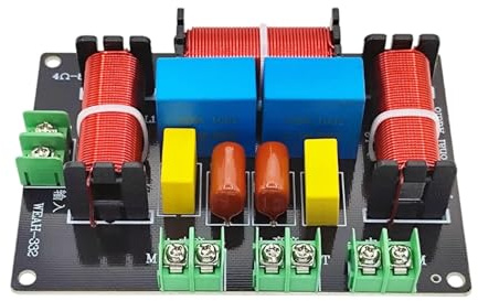 Woedpez Professionelle elektronische 3-Wege Frequenzweiche für Lautsprecher, Frequenzteiler, 200 W Leistung, Phasenkorrektur, 4–8 Ohm