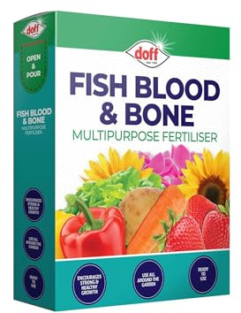 HOCHSTE Doff Fish Blood and Bone Multipurpose Fertiliser, Organic Garden Plant Food for Flowers, Vegetables, Fruit, Trees & Shrubs, Natural Soil Improver for Healthy Growth, 2kg (1 pcs)