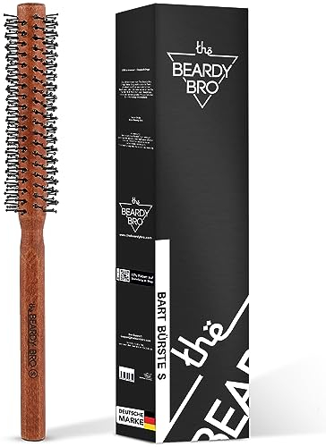 The Beardy Bro I Bart-Rundbürste zum entwirren glätten und föhnen I Bartbürste für den Mann mit Bart Föhnbürste mit speziellen Noppen I Haarbürste für kurze bis mittellange Haare - Smal 25mm