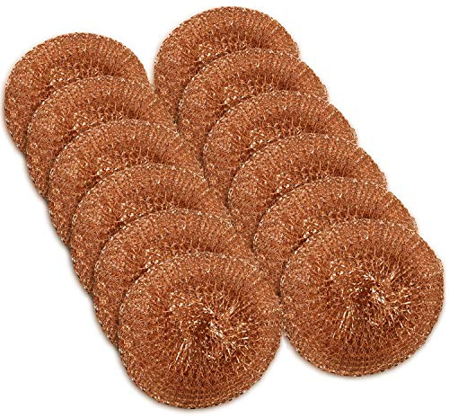 12 Pack Copper Coated Scourers by SCRUBIT – Scrubber Pad Used for Dishes, Pots, Pans, and Ovens. Easy scouring for Tough Kitchen Cleaning.