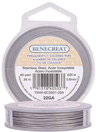 BENECREAT 36m 0.6mm 7-Strang Nylonbeschichteter Schmuck Schmuckdraht Tiger Schwanz Schmuckdraht für Halsketten Armbänder Ring, Hellgrau