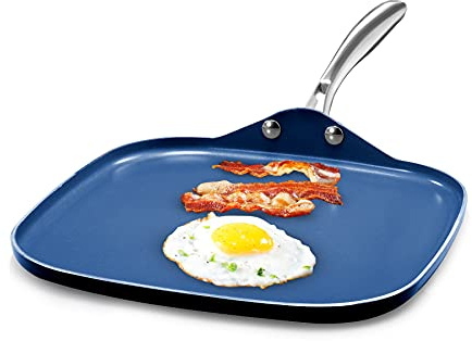 Granitestone Sartén/parrilla plana antiadherente de 10.5 in con superficie ultraduradera con revestimiento triple de diamante y mineral, mango de acero inoxidable que se mantiene fresco, horno