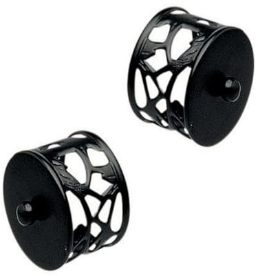 Jackson Woodturners Black Filigree Handrail End Caps – Pair | Fits 54mm Round Handrails | Decorative Stair Part Accessory | Modern Black Metal Finishing Caps for Staircase Handrails