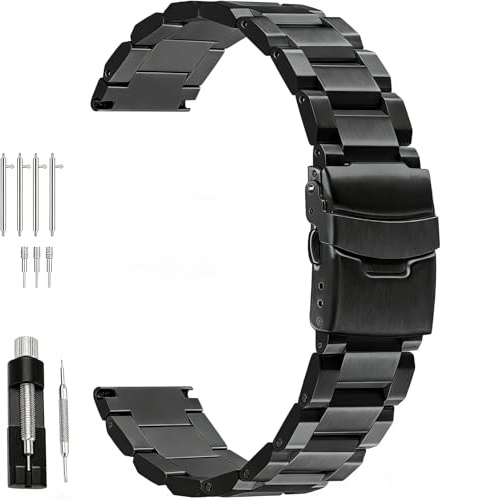 Juntan Klassisch Edelstahl Armband 18mm 20mm 22mm 24mm Uhrenarmband aus gebürstetem Metall für Damen Herrenuhr Ersatzarmbänder Einsatzschnalle Gold Roségold