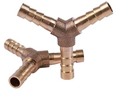 Pangocho Jinchao-Messing Schlauchtülle 2ST Messing Y-Form 3-Wege-Schlauchkupplung Rohrfitting Adapter Kupplung for 6mm Schlauch, Armaturen reparieren (Color : Gold)